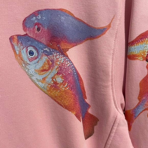 Sandro NEW Pink Goldfish Pullover Hoodie Sweatshirt Size XS - Picture 8 of 12